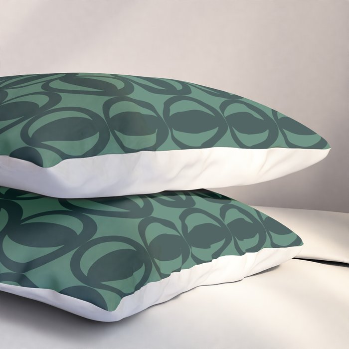 Retro Orbit Forest Green - Mid Century Modern Geometric Pillow Sham Gallery Image 3