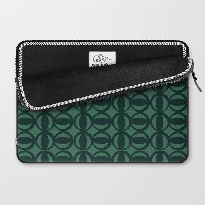 Retro Orbit Forest Green - Mid Century Modern Geometric Laptop Sleeve Gallery Image 2