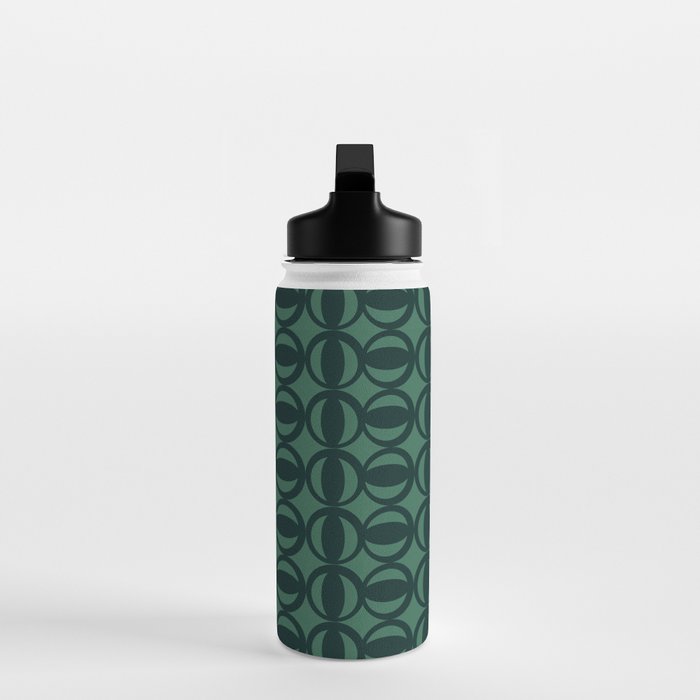 Retro Orbit Forest Green - Mid Century Modern Geometric Water Bottle Gallery Image 3