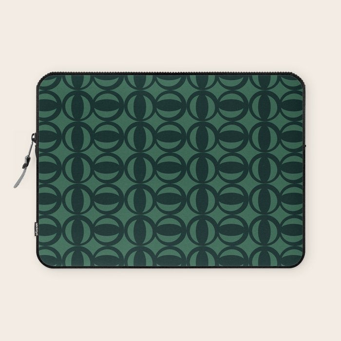 Retro Orbit Forest Green - Mid Century Modern Geometric Laptop Sleeve Gallery Image 1