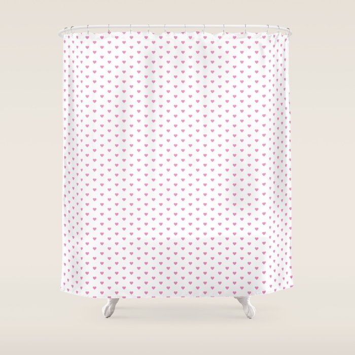 Small Hot Pink heart pattern Shower Curtain Gallery Image 1