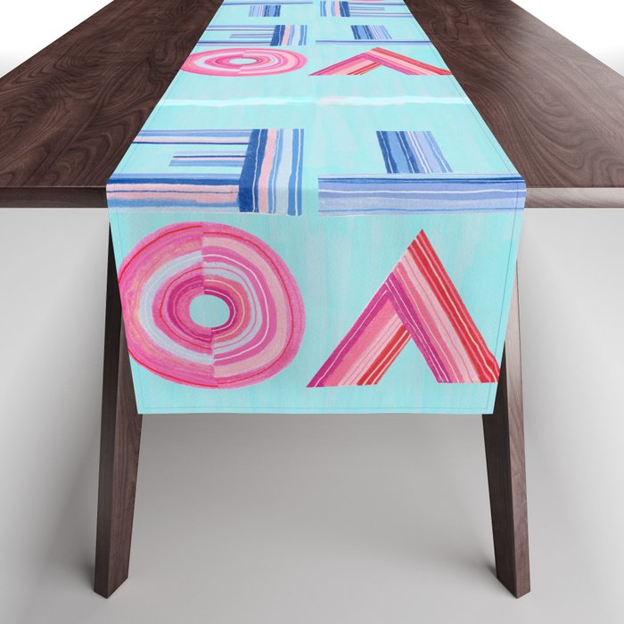 Vote Hand Lettering on Blue Watercolor Background Table Runner Gallery Image 1