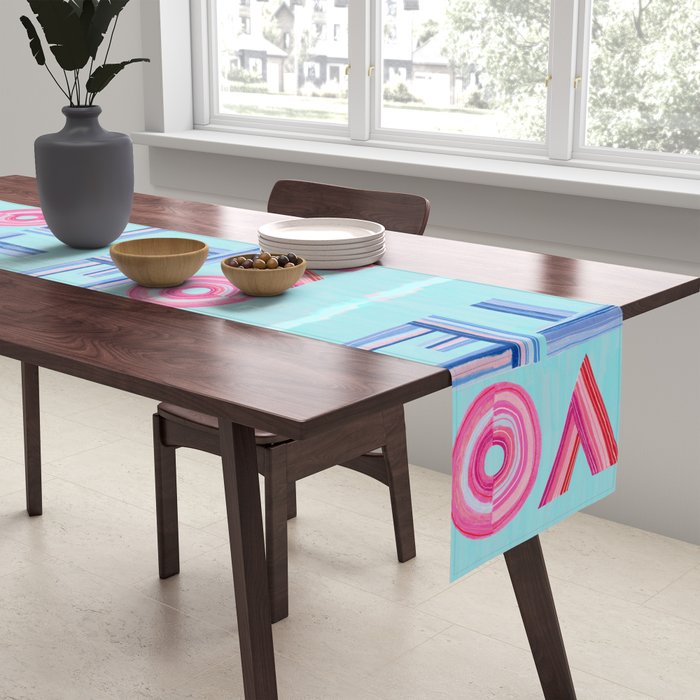 Vote Hand Lettering on Blue Watercolor Background Table Runner Gallery Image 2