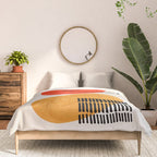 Orbital Fusion Yellow Orange Retro Mid Century Funky Fun Shapes Pattern by Ejaaz Haniff Comforter Gallery Image 3