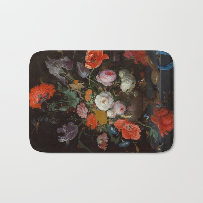 Still Life with Flowers and a Watch (c. 1660 - c. 1679)  Bath Mat Gallery Image 1
