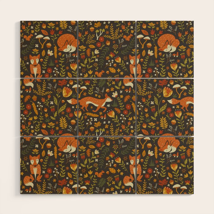 Fox in an Autumn Garden Wood Wall Art Gallery Image 1