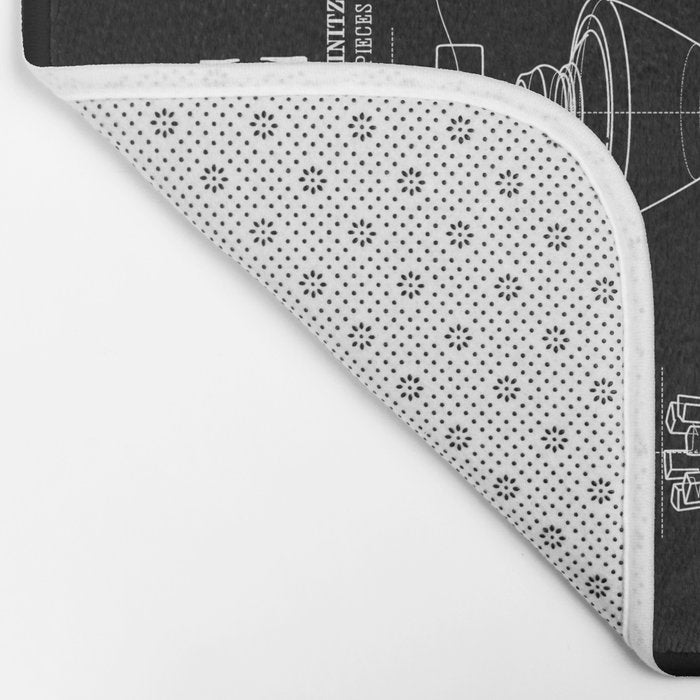 Chess King And Pieces Old Vintage Patent Drawing Print Bath Mat Gallery Image 2