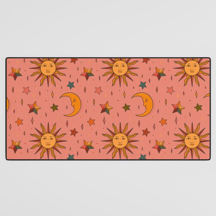 Folk Moon and Star Print Desk Mat Gallery Image 3