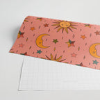 Folk Moon and Star Print Wrapping Paper Gallery Image 2
