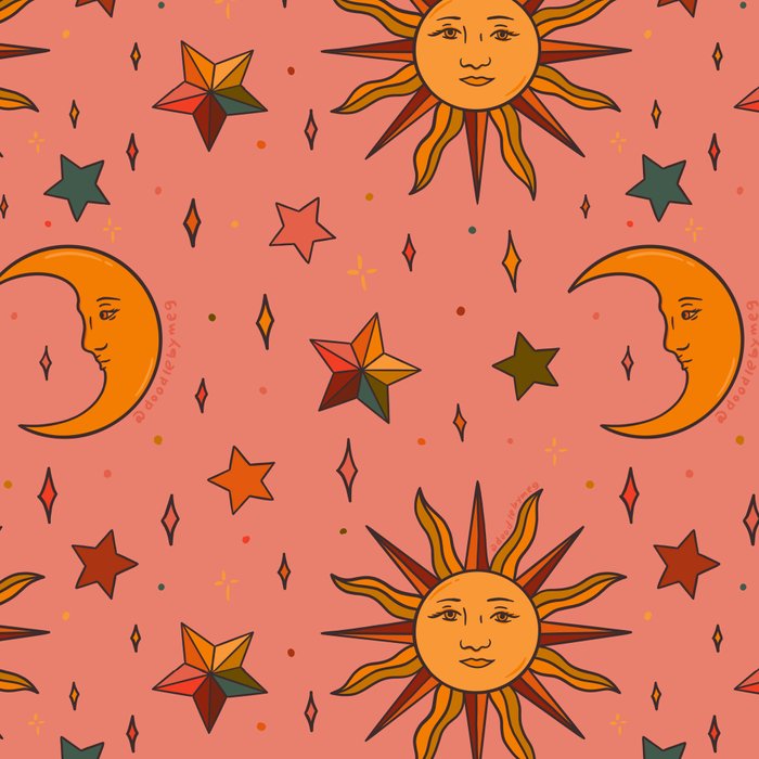 Folk Moon and Star Print Coffee Mug Gallery Image 2