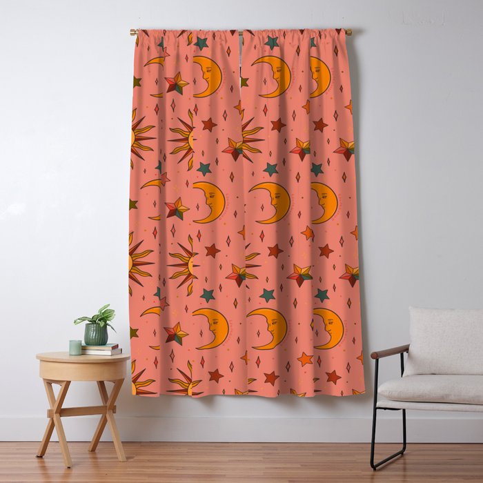Folk Moon and Star Print Window Curtain Gallery Image 5