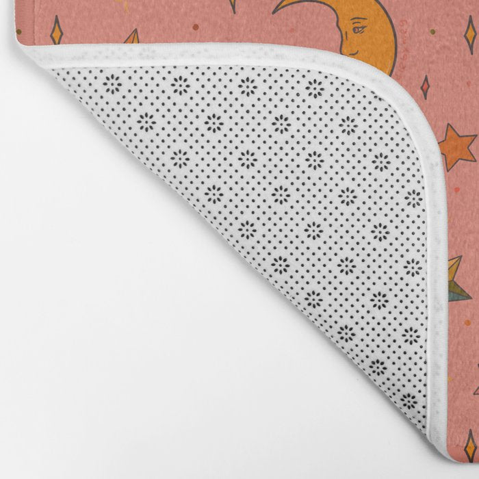 Folk Moon and Star Print Bath Mat Gallery Image 2