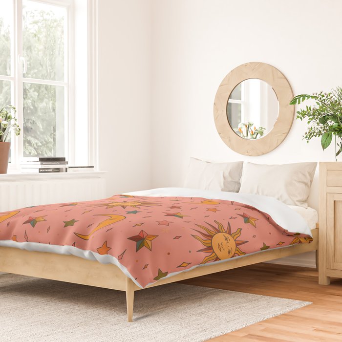 Folk Moon and Star Print Duvet Cover Gallery Image 2