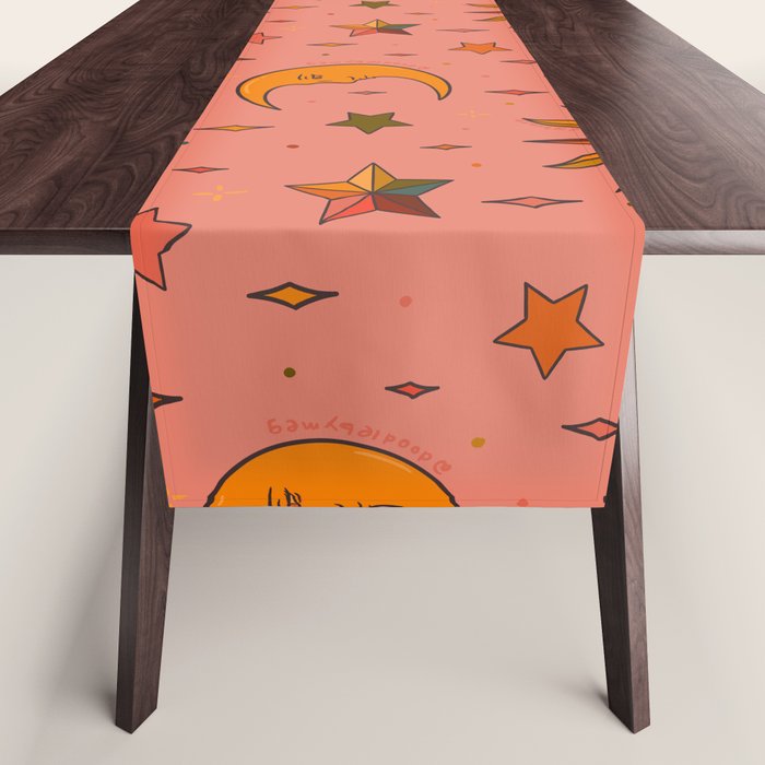 Folk Moon and Star Print Table Runner Gallery Image 1