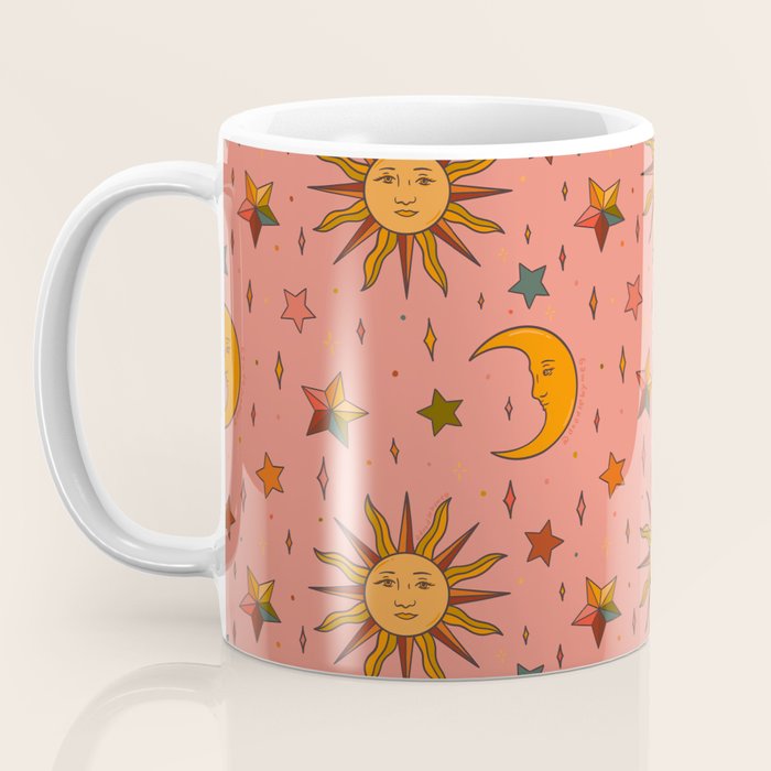 Folk Moon and Star Print Coffee Mug Gallery Image 3