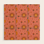 Folk Moon and Star Print Wood Wall Art Gallery Image 1