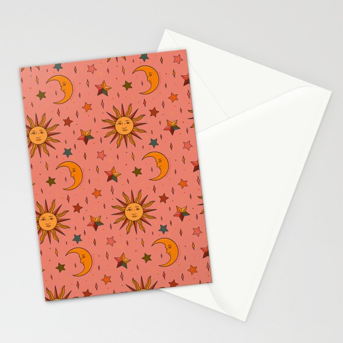 Folk Moon and Star Print Stationery Card Gallery Image 2