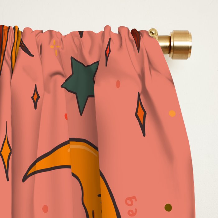 Folk Moon and Star Print Window Curtain Gallery Image 2
