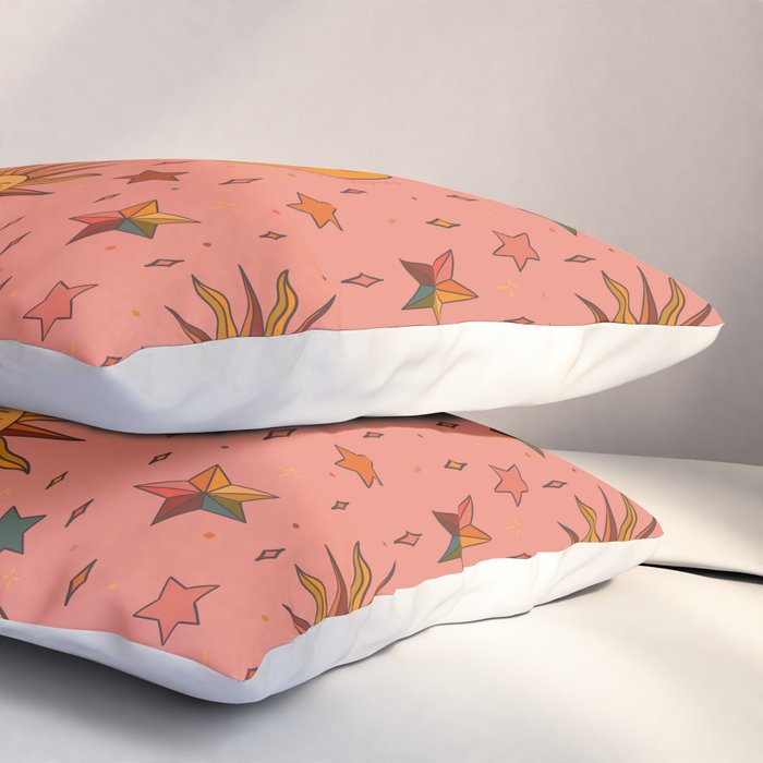 Folk Moon and Star Print Pillow Sham Gallery Image 3