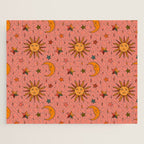 Folk Moon and Star Print Jigsaw Puzzle Gallery Image 1