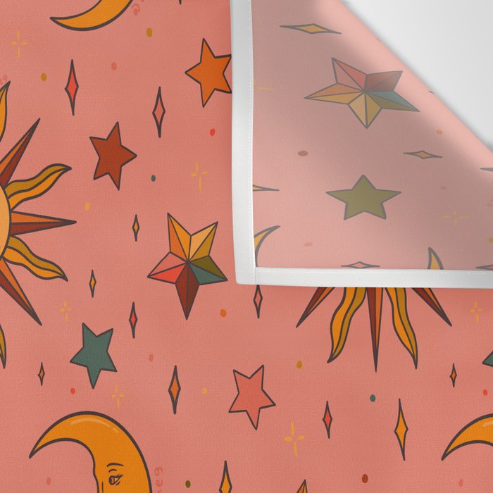 Folk Moon and Star Print Wall Tapestry Gallery Image 3