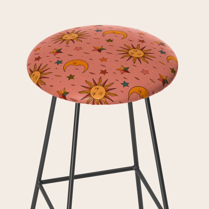 Folk Moon and Star Print Stool Gallery Image 2