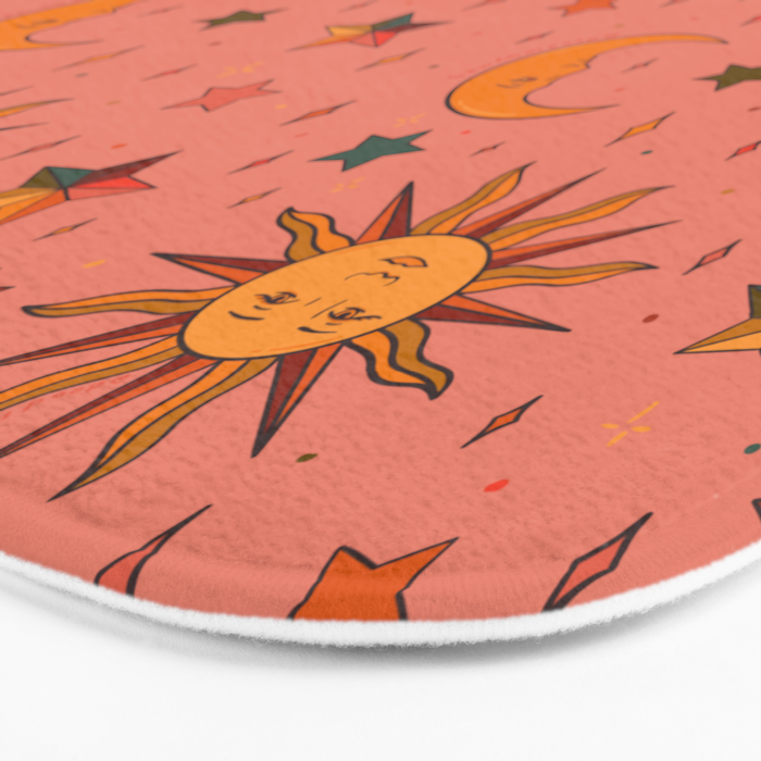 Folk Moon and Star Print Bath Mat Gallery Image 3