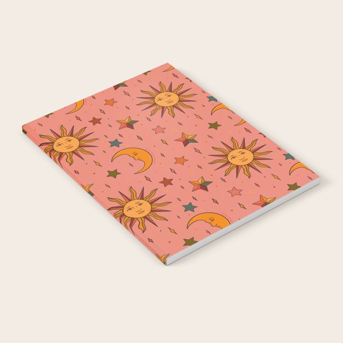 Folk Moon and Star Print Notebook Gallery Image 1
