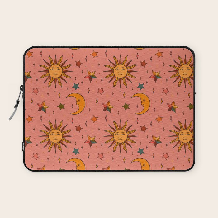 Folk Moon and Star Print Laptop Sleeve Gallery Image 1