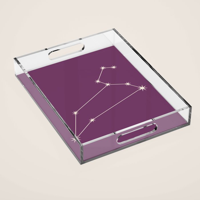Leo Zodiac Star Constellation Line Art Mauve Purple Acrylic Tray Gallery Image 1