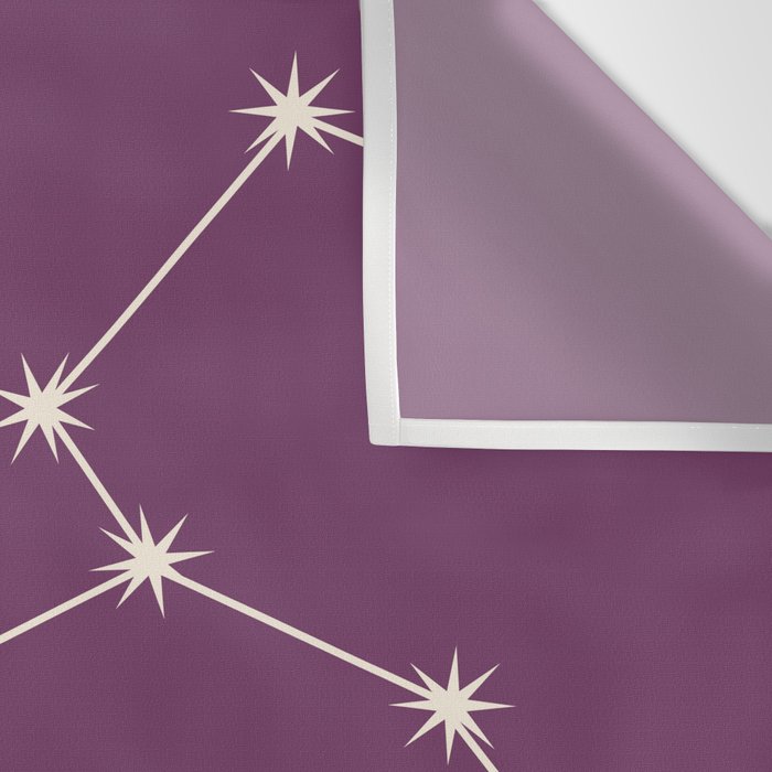 Leo Zodiac Star Constellation Line Art Mauve Purple Wall Tapestry Gallery Image 3