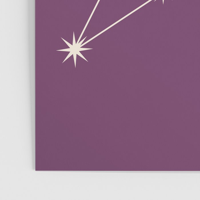 Leo Zodiac Star Constellation Line Art Mauve Purple Poster Gallery Image 3
