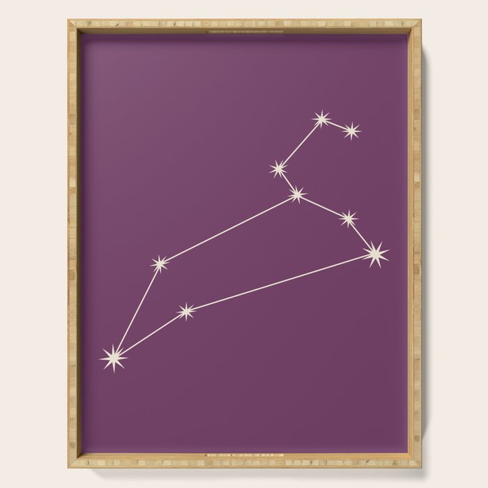 Leo Zodiac Star Constellation Line Art Mauve Purple Serving Tray Gallery Image 1