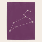 Leo Zodiac Star Constellation Line Art Mauve Purple Poster Gallery Image 4