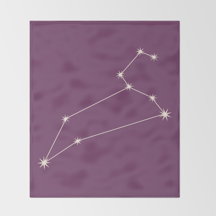 Leo Zodiac Star Constellation Line Art Mauve Purple Throw Blanket Gallery Image 2