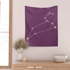 Leo Zodiac Star Constellation Line Art Mauve Purple Wall Tapestry Gallery Image 2