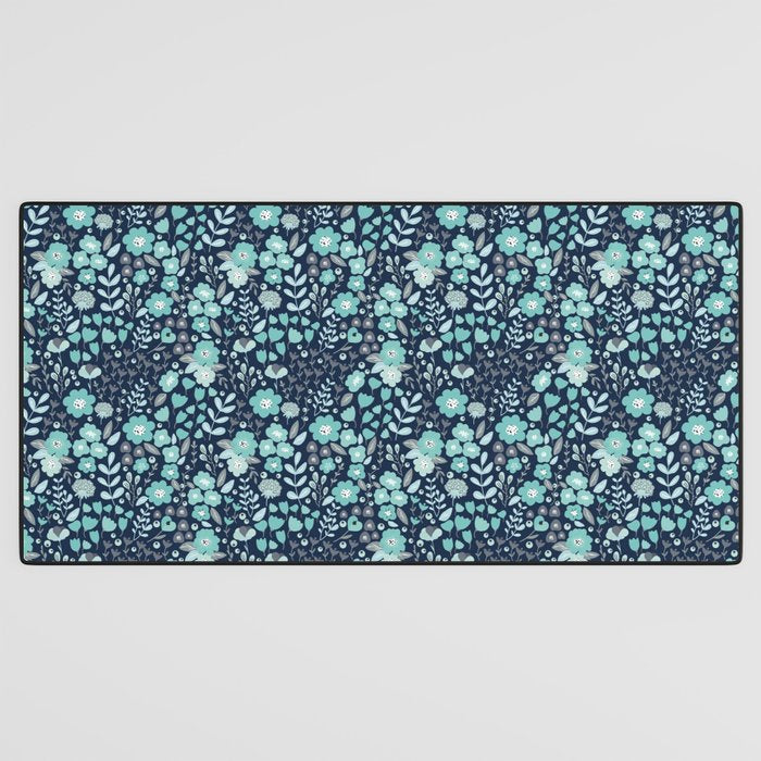 Ditsy Florals, Navy and Teal Desk Mat Gallery Image 3