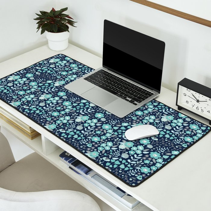 Ditsy Florals, Navy and Teal Desk Mat Gallery Image 2