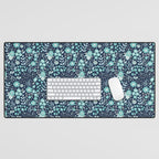 Ditsy Florals, Navy and Teal Desk Mat Gallery Image 1