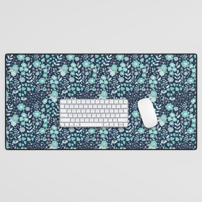 Ditsy Florals, Navy and Teal Desk Mat Gallery Image 1