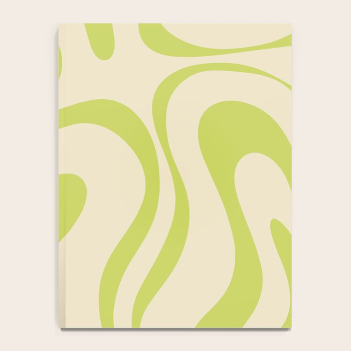 Modern Retro Liquid Swirl Abstract Pattern Vertical in Light Lime Linden Green Beige Notebook Gallery Image 4