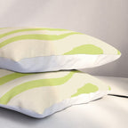 Modern Retro Liquid Swirl Abstract Pattern Vertical in Light Lime Linden Green Beige Pillow Sham Gallery Image 3