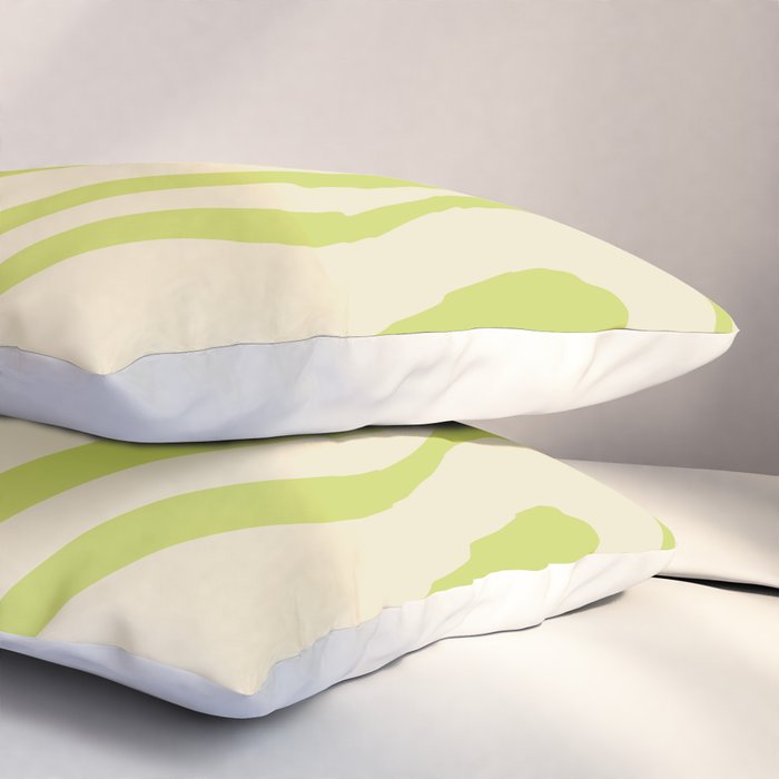 Modern Retro Liquid Swirl Abstract Pattern Vertical in Light Lime Linden Green Beige Pillow Sham Gallery Image 3