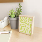 Modern Retro Liquid Swirl Abstract Pattern Vertical in Light Lime Linden Green Beige Mini Art Print Gallery Image 2