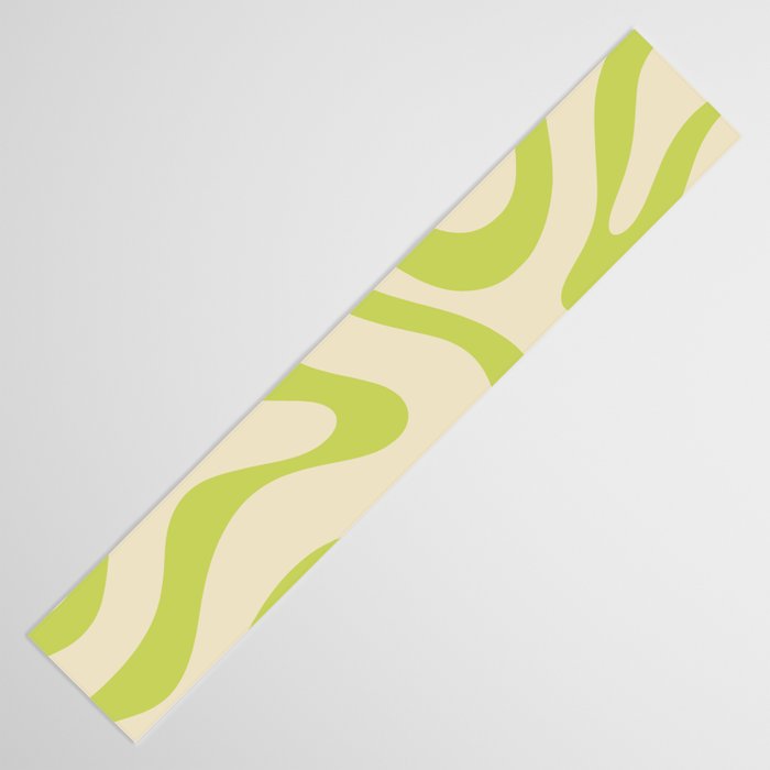 Modern Retro Liquid Swirl Abstract Pattern Vertical in Light Lime Linden Green Beige Table Runner Gallery Image 3