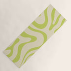 Modern Retro Liquid Swirl Abstract Pattern Vertical in Light Lime Linden Green Beige Yoga Mat Gallery Image 1