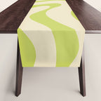 Modern Retro Liquid Swirl Abstract Pattern Vertical in Light Lime Linden Green Beige Table Runner Gallery Image 1