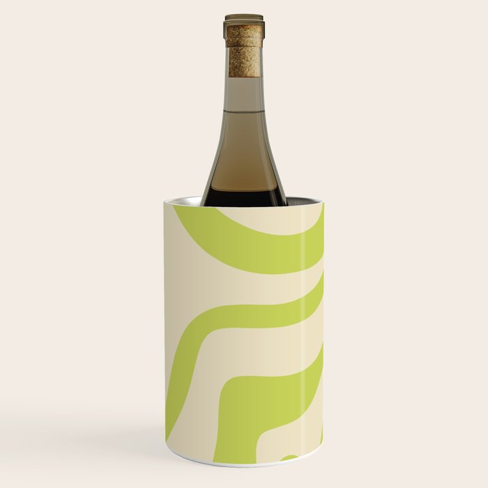 Modern Retro Liquid Swirl Abstract Pattern Vertical in Light Lime Linden Green Beige Wine Chiller Gallery Image 2
