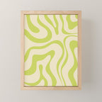 Modern Retro Liquid Swirl Abstract Pattern Vertical in Light Lime Linden Green Beige Mini Art Print Gallery Image 1