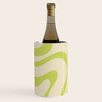 Modern Retro Liquid Swirl Abstract Pattern Vertical in Light Lime Linden Green Beige Wine Chiller Gallery Image 1